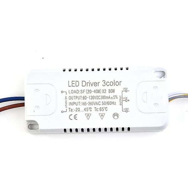 Tri-color LED driver 260-280mA Transformer 8-24Wx2 20-40Wx2 30-50Wx2 40-60Wx2 50-70Wx2 Til loftslamper {XW} 20 to 40 watts