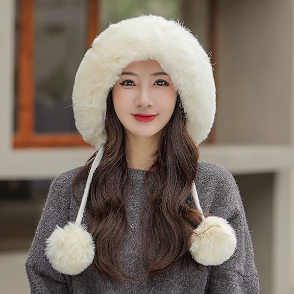 Damer Vinter Peruviansk Ørebetræk Beanie Hat Øreklapper Sherpa Ski Sne Hatte Strikket Fleece