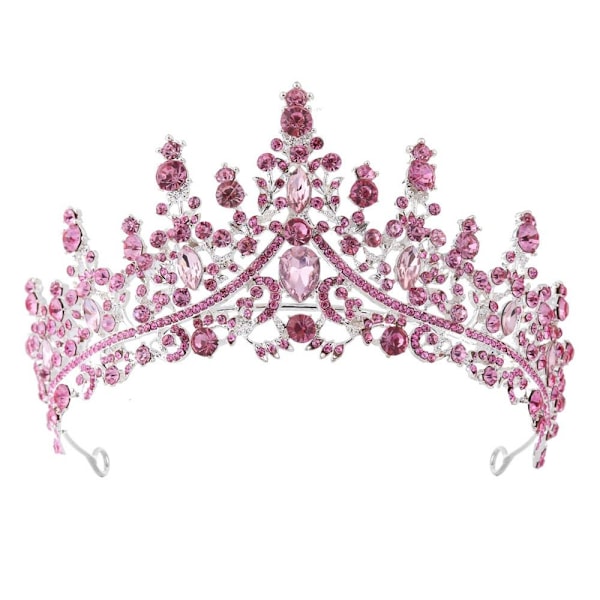 Legering Krona Bröllopstiara Kristall Strass Krona ROSA【HY】 Pink