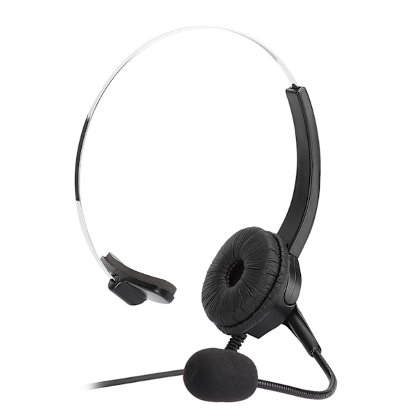 Callcenter-headset med mikrofon, handsfree brusreducerande monoauralt öronstycke med 3,5 mm gränssnitt för skrivbordstelefon