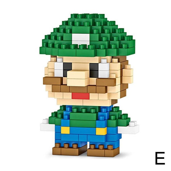 Mini Byggkloss Leksak Karaktärskort Rolig Byggkloss Leksak Green Mario ONE-SIZE