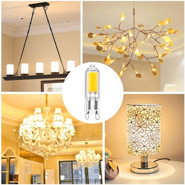 5-pakning 2W G9 Kapselbase COB LED-pærer 220V 200 Lumen 10W-20W Halogenpære Tilsvarende Lysekrone Bordlampe Vegglampe Varmhvit 3000K
