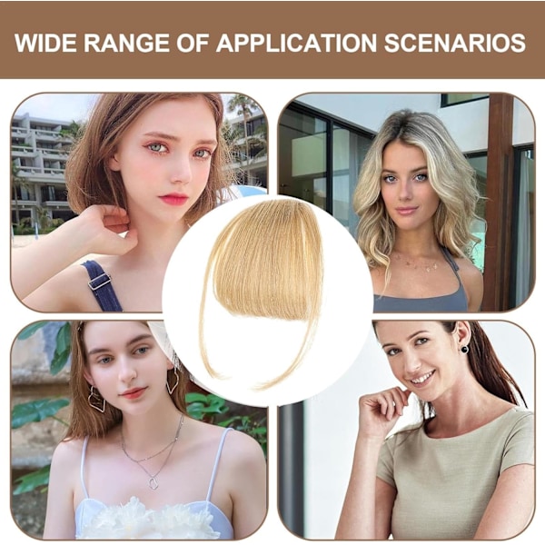 Clip-on pannelugg, ekte hår extensions - Fransk pannelugg, falsk pannelugg | Naturlige hår extensions for jenter og kvinner Gold