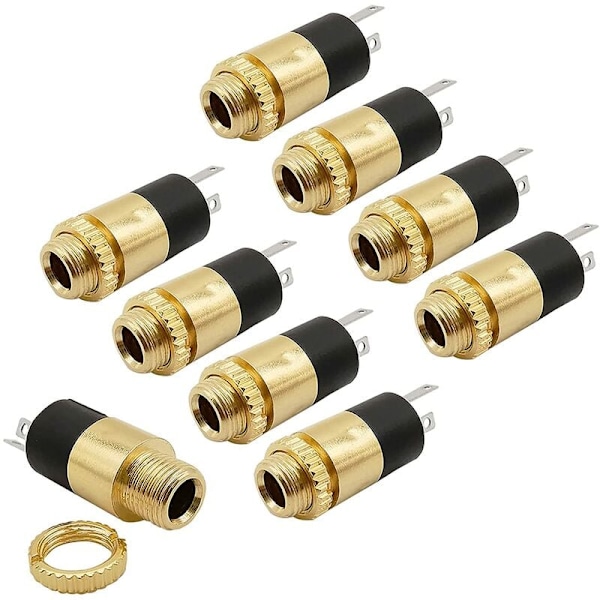 Stereo Panel Mount Connector Female Socket 3.5A Soldering Stereo Panel Mount Terminal with Screw Nut for Computer, TV, Home Appliances 8 Pieces