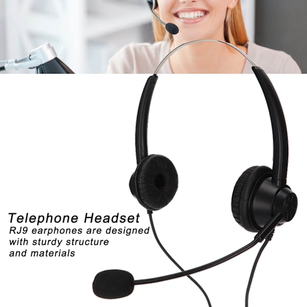 H360DRJ Binaural Telefon Hörlurar Svart Brusreducerande Dubbelsidig Headset för Callcenter Online Kurser