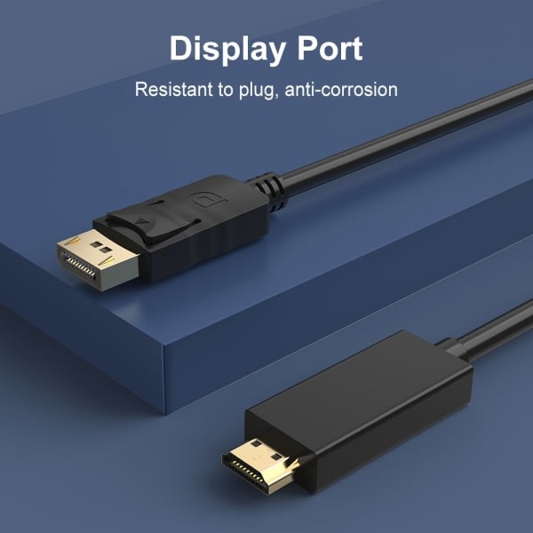 DP till HDMI omvandlingskabel kabeladapter VIT Vit