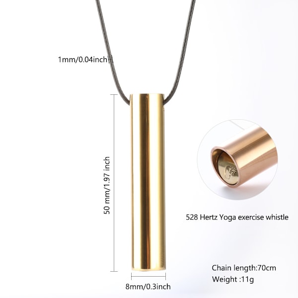 Andningshalsband för Ångest och Stresslindring, Medveten Andningsvissla Halsband Gold