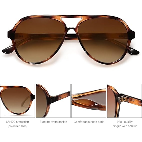 Klassiske Polariserende Aviator Solbriller til Kvinder og Mænd Retro Dobbeltbro Aviator