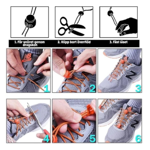 4-par elastiska skosnören med dragsko - Slipp knyta skorna Svart Svart brun
