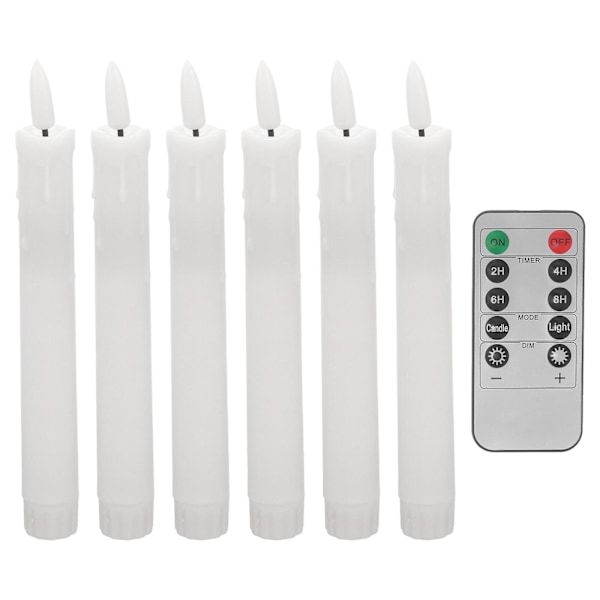 6 st Avsmalnande Batteridrivna Flamlösa Ljus Batteriljus för Inomhusdekor Som Visat As Shown 17.50X2.00X2.00CM