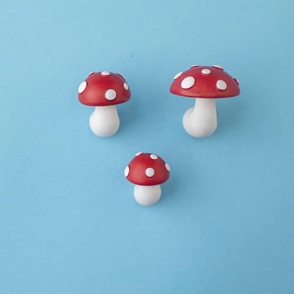 Ocean 3pcs Fridge Magnets Stereoscopic Red Mushrooms 3D Cute F