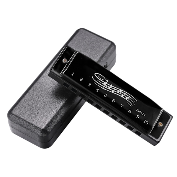 10 Huller 20 Toner Professionel C-Dur Kromatisk Harmonika, Mundharmonika og Professionel Harmonika til Børn, Voksne, Spillere Black 0.08