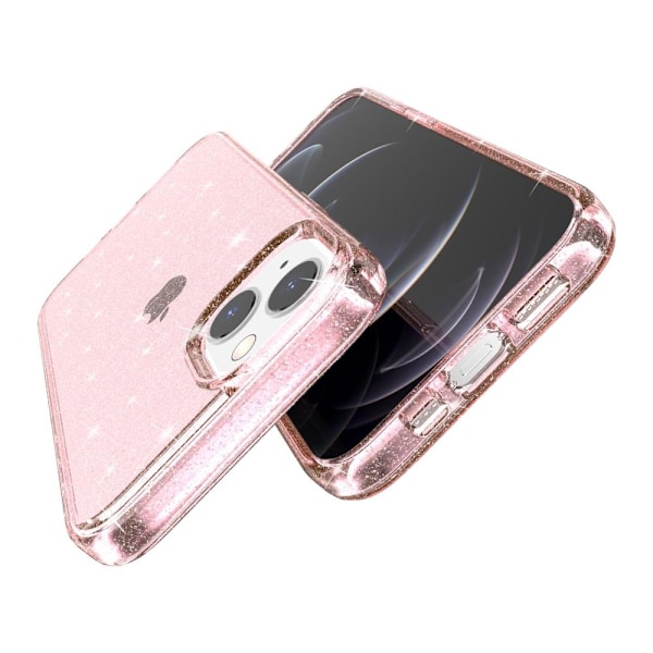 iPhone 15 Deksel Hybrid Glitter Rosa