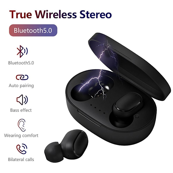 Trådlösa TWS-hörlurar i örat med Bluetooth 5.0 Mini-hörlurar för iPhone Samsung UK black