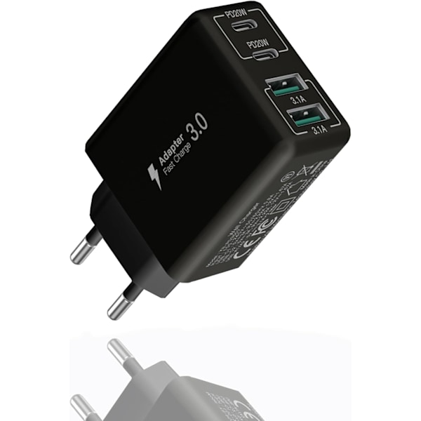 USB C-laddare, 40 W USB multi-snabbladdare, flera USB-uttag USB-laddningskontakt-adapter, USB-laddare