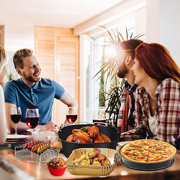 Fyrkantiga luftfritöstillbehör 9 tum för Ninja Phillips Sta Pan och fler 5,6-7,5L djup korg luftfritös