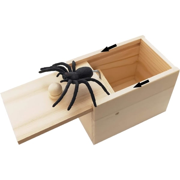 Spider Scare Prank Box, rolig skrämsellåda i trä, Handgjord rolig prank-leksak, Praktisk Spider Box Prank-presentleksak för barn Vuxna