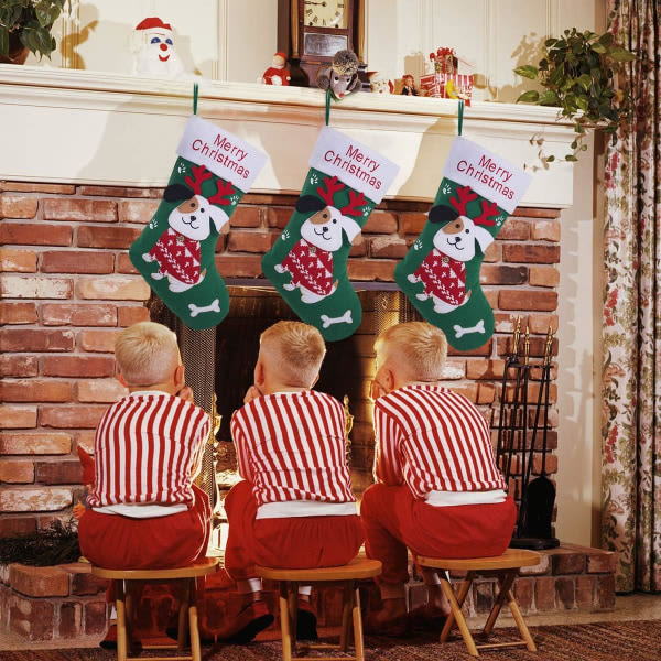 Jouluiset sukat - Punaiset, söpöt kissa, huopakankaat, sukat perheelle, lapsille, joulukuusen koristeet (koira)