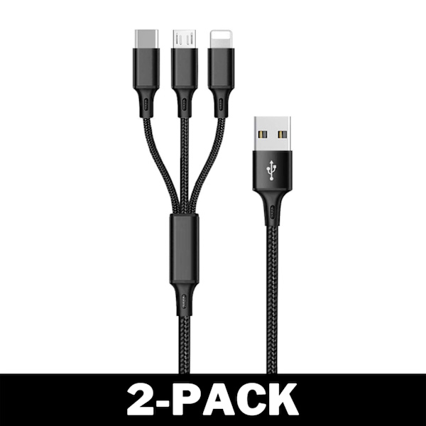 Laddarkabel 3 i 1 Lightning / USB-C / Micro USB (yh) 120 5-Pack