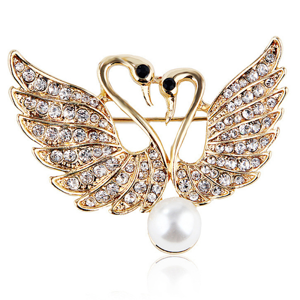 e Crystal Swan Brooch Pins Rakastajien Eläin Strassit Broochit J Gold