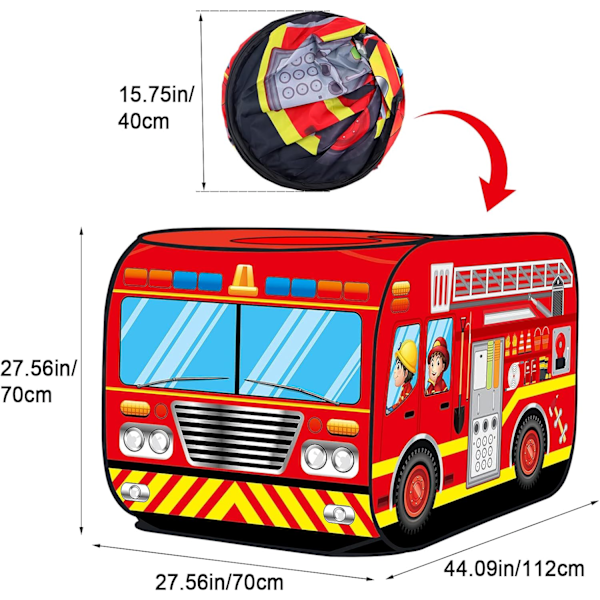 (Brannmenn) Gult lekehus for barn Spilltelt med pop-up design Rask montering Innendørs og utendørs