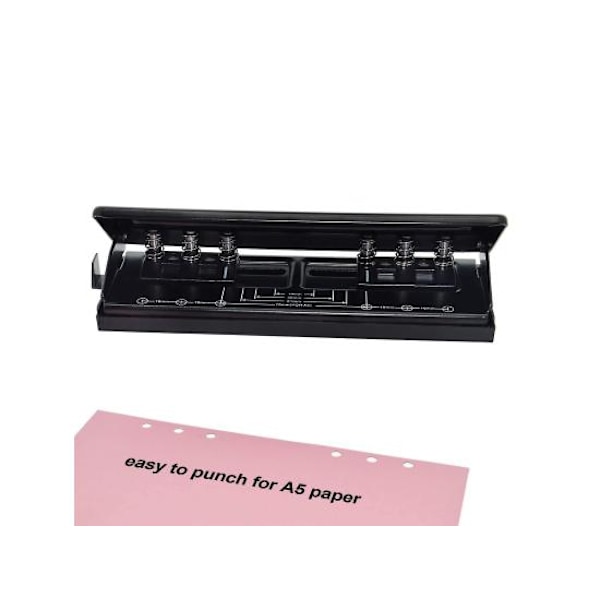 Adjustable 6-hole punch for A5 size six ring binders