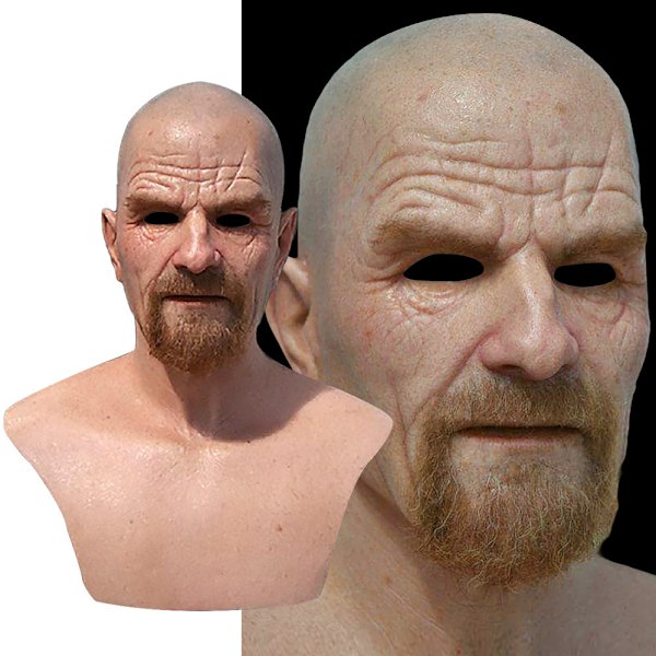 Halloween Gammel Mann Maske Latex Cosplay Dekkmasker Hodeplagg