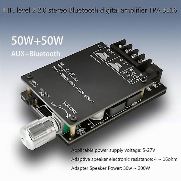 -502c Bluetooth Digital Audio Amplifier Board Tpa3116 50wx2 Stereo 2.0 Channel Power Hifi Amplifier