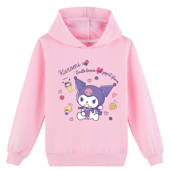 Kuromi hettegensere for barn, gutter og jenter, trykt genser, lang ermet, rosa Pink 140 cm