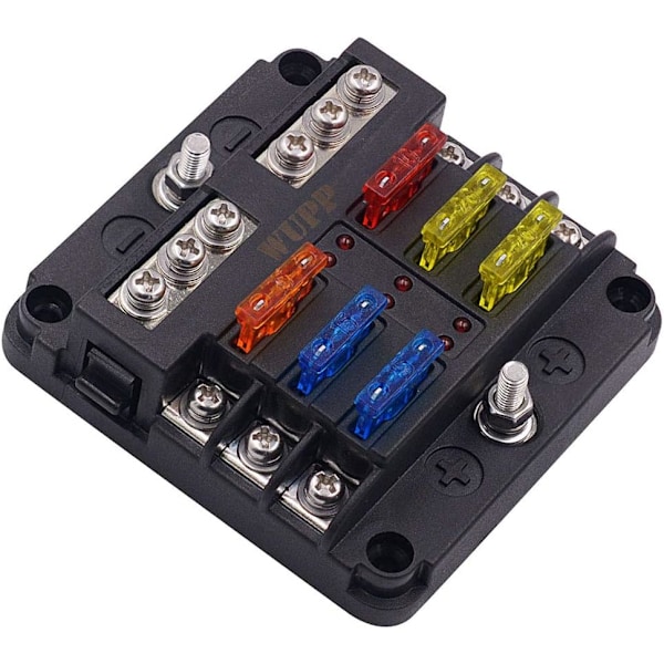 12 volt fuse block, fuse panel with LED warning indicator