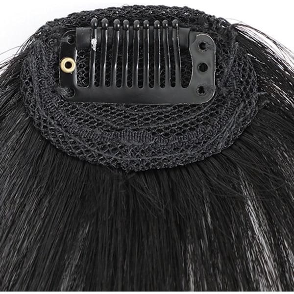 Clip-in pannelugg laget av ekte hår, fransk pannelugg extensions | Naturlig farget clip-on pannelugg, hårfrynser for kvinner og jenter Natural black