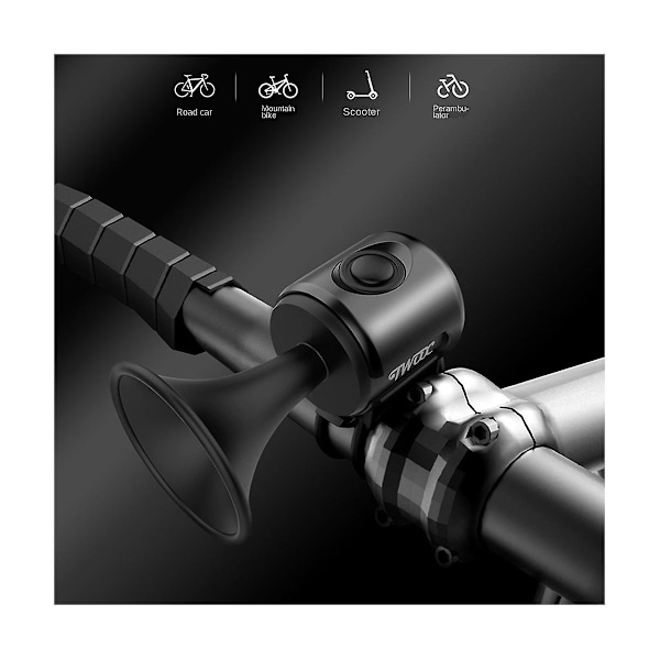 Elektrisk signalhorn för cykel, barnvagn, hög decibel, cykling, plast, lättvikt, portabel