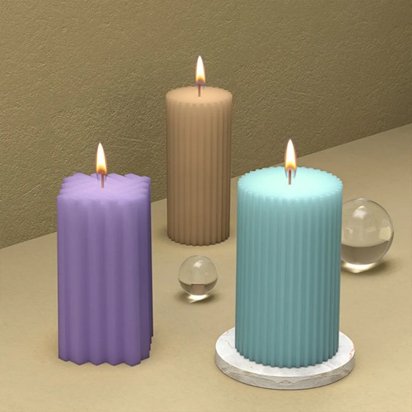 3 stk silikone cylinder firkantet søjleform støbeform lysform 3D lysform DIY sæt