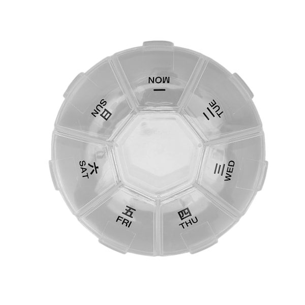 2 st Veckomedicinbox Äldre Anti-Glömska Medicinförpackningsbox Transparent Rund 7 Dagars Pillerfodral för Resor