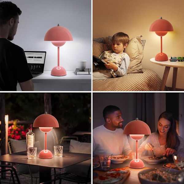Modern Trådlös Svampformad Bordlampa, 5200mAh Uppladdningsbart Batteri, 3 Färger Steglös Dimbar, Bärbar Sängbord LED-Skrivbordslampa