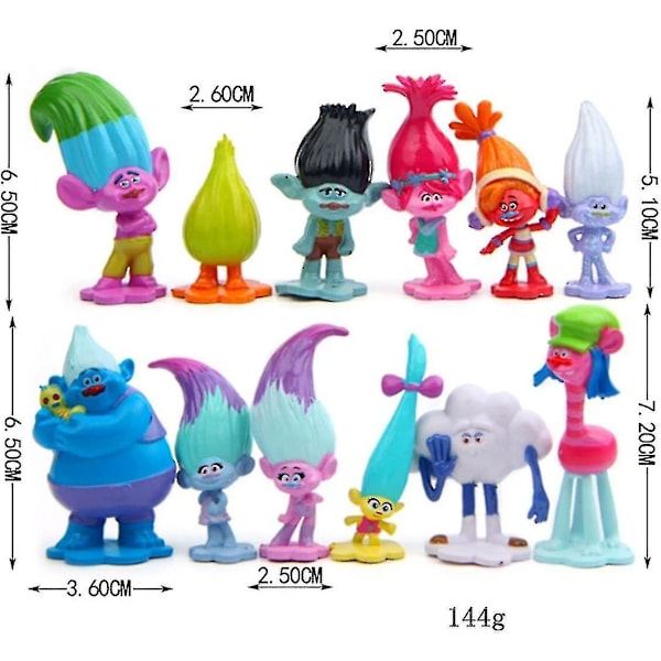 12 stk Trolls legetøj Mini Troll dukke Leprocauns samleobjekt dukke, S actionfigurer, kagepynt