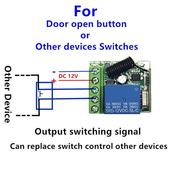 Universal trådløs fjernkontrollbryter for DC 12V relémodulmottaker og Rf-senderkontroll DIY elektronisk lås