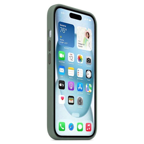 iPhone 15 Skal Kompatibelt med MagSafe Repskyddande Silikonskal Grå Green iPhone 15