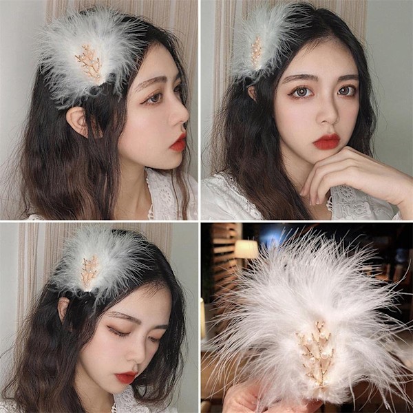 2 stk. Fjær Hårspenner Party Hårnåler Barrettes Hårtilbehør for Bryllup, Elegante Fjær Barrettes Hodeplagg for Kvinner og Jenter