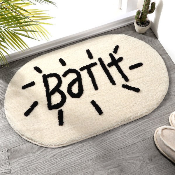 Vita badrumsmattor och mattor ovala söta badkarsmattor Tecknad badrumsinredning Mjuka badmattor för barn (40*60 cm)