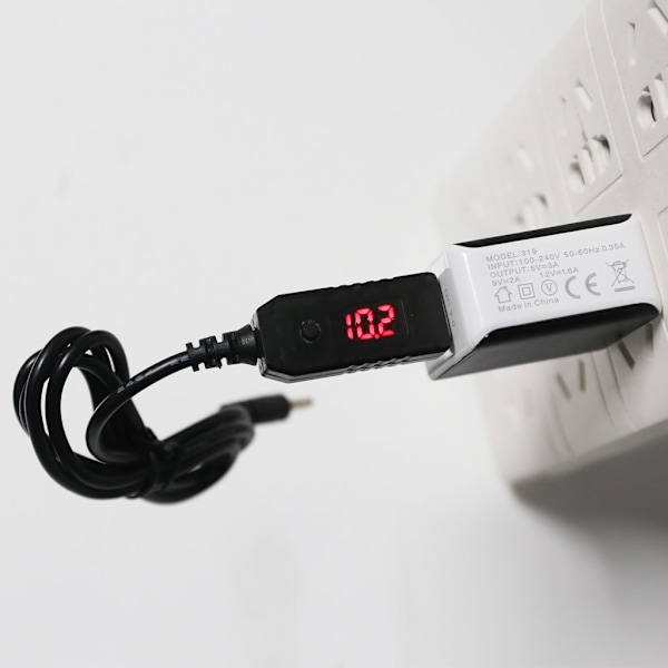 Universell för QC 3.0 USB till 5V-12V Justerbar Spänning Step Up 5.5x2.1mm Kabel Power Boost Line för WiFi Router LED Strip