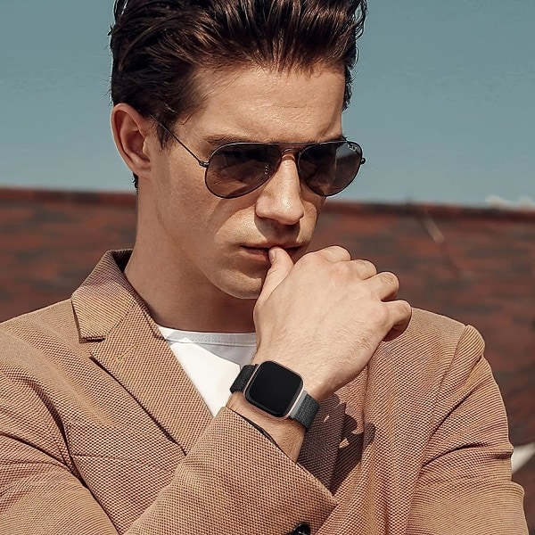 Metallarmband kompatibla med Fitbit Versa 2/Versa/Versa Lite SE Svart