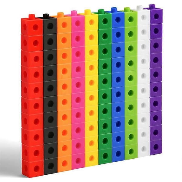 Learning Resources MathLink Cubes, 100 stk. Matematik-terninger med 10 farver, Sammenkoblingsterninger(h)