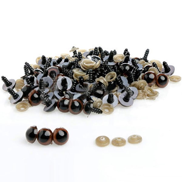 Haloppe 100 st 8-20mm Säkerhetsögon i Plast för Nallebjörn Docka Djur Dockteater Hantverk DIY Db Brun Brown 14mm