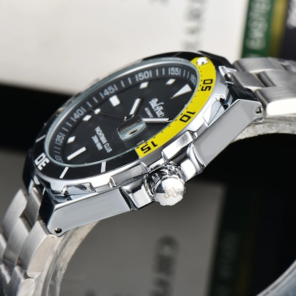 Paul Picot Lyxiga Herrklockor Rostfritt Stål Armband Mode Vattentät Quartz Klocka För Män Kalender Herrklocka Reloj Hombr black-blue