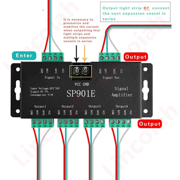 SP901E Signalforsterker Lysstripe Repeater SPI Signalforsterket