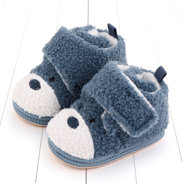 Nyfödda flickor Bekväma fleecestövlar Baby Toddler sula Vinterstrumpor Tecknade skor (9-12 månader, blå)