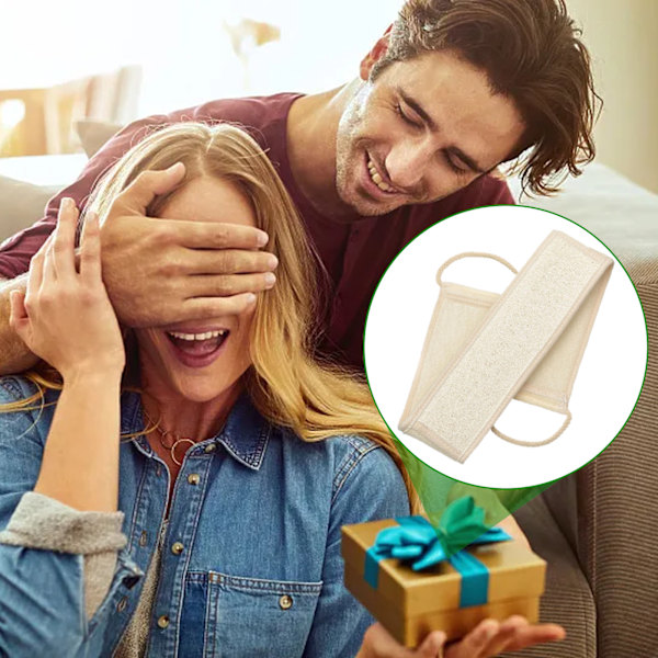 Exfolierande Loofah Ryggskrubb, Naturlig Luffa Loofah Pad Badborste, Ryggtvätt för Dusch Badsvamp Kropp, Dubbelsidig Skrubb Ryggband
