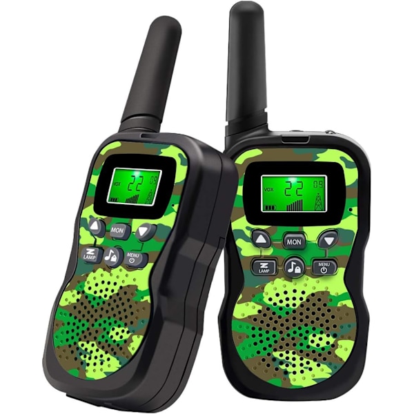 Walkie-talkie for children with backlit LCD screen and flashlight Range up to 3 km Green