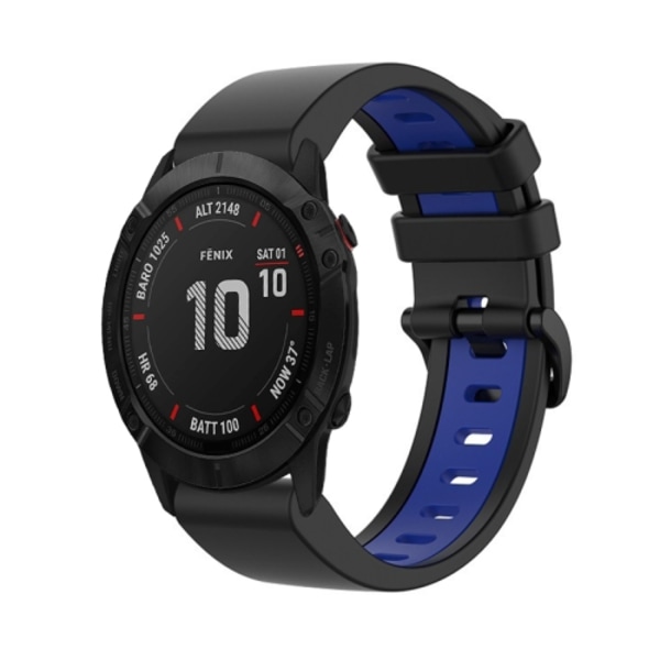 For Garmin Fenix ​​​​6X Pro 26 mm silikonklokke i to farger Black-Blue